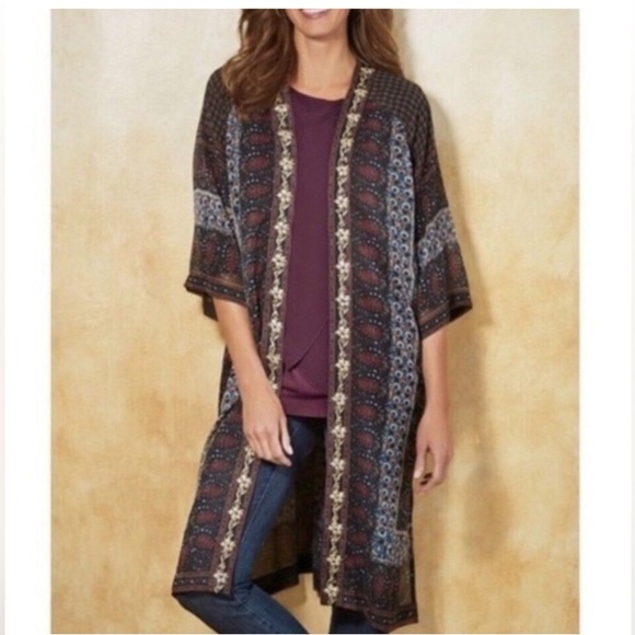 Soft Surroundings Multicolored Embellished Kimono, L/XL, EUC - Picture 1 of 6